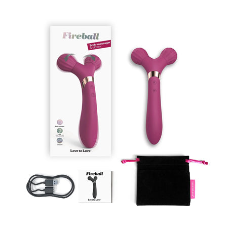 Love to Love Fireball Rechargeable Dual Ended Silicone Body Massager & Vibrator Plum Star - Not Very Vanilla