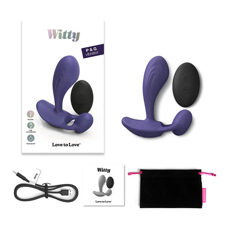 Love to Love Witty Rechargeable Remote-Controlled Silicone P & G Vibrator Midnight Indigo - Not Very Vanilla