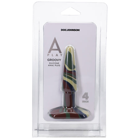 A-Play Groovy 4 in. Silicone Anal Plug Camouflage - Not Very Vanilla