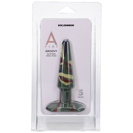 A-Play Groovy 5 in. Silicone Anal Plug Camouflage - Not Very Vanilla