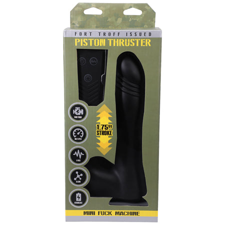 Fort Troff Piston Thruster Mini Fuck Machine Rechargeable Remote-Controlled Silicone 8.5 in. Thrusting Dildo Black - Not Very Vanilla