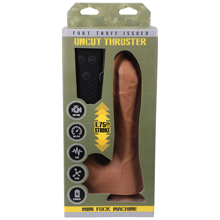 Fort Troff Uncut Thruster Mini Fuck Machine Rechargeable Remote-Controlled Silicone 8.5 in. Thrusting Dildo Tan - Not Very Vanilla