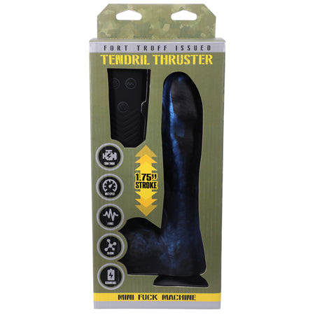 Fort Troff Tendril Thruster Mini Fuck Machine Rechargeable Remote-Controlled Silicone 8.5 in. Thrusting Dildo Blue/Black - Not Very Vanilla