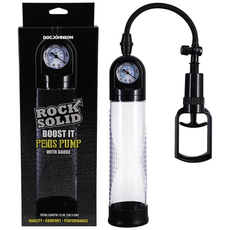 Rock Solid Boost It Penis Pump with Gauge Black/Clear - Not Very Vanilla