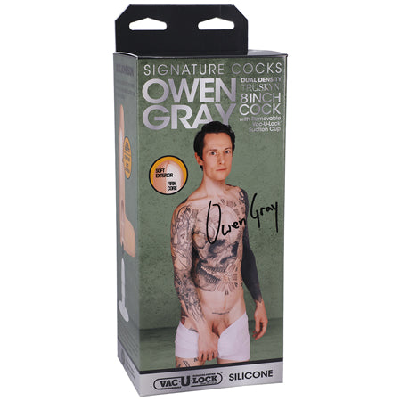 Signature Cocks Owen Gray 9 in. TRUSKYN Silicone Dildo with Vac-U-Lock Suction Cup - Not Very Vanilla