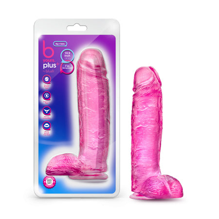 B Yours Plus Big n' Bulky 10.5 in. Dildo with Balls & Suction Cup Pink - Not Very Vanilla