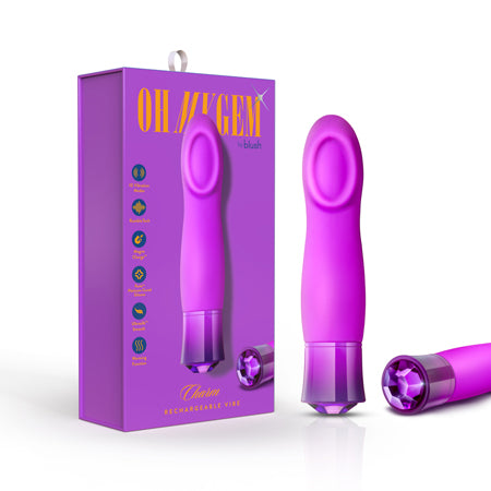 Blush Oh My Gem Charm Rechargeable Warming Silicone Cupped Vibrator Amethyst - Not Very Vanilla