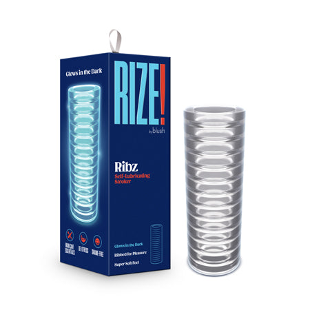 RIZE! Ribz Glow in the Dark Self-Lubricating Stroker Clear - Not Very Vanilla