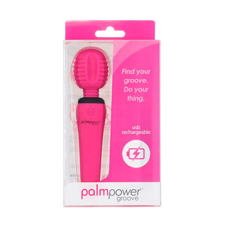 PalmPower Groove Rechargeable Silicone Mini Wand Massager Fuchsia - Not Very Vanilla