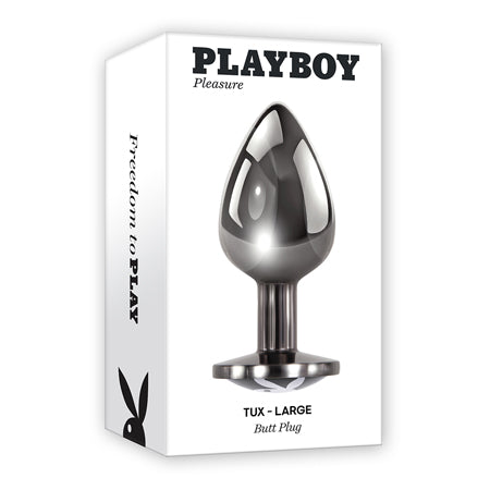 Playboy Tux Large Metal Anal Plug Hematite - Not Very Vanilla