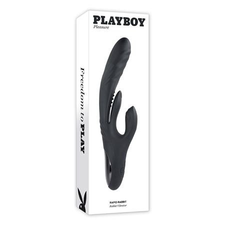 Playboy Rapid Rabbit Rechargeable Silicone Dual Stimulation Vibrator Black - Not Very Vanilla