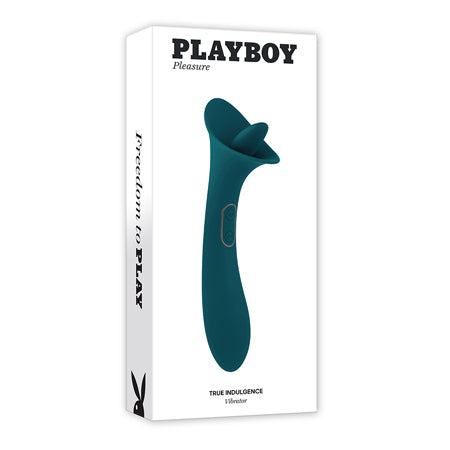 Playboy True Indulgence Rechargeable Dual Ended Silicone Flicking Vibrator Deep Teal - Not Very Vanilla