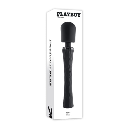 Playboy Royal Rechargeable Silicone Wand Vibrator Black - Not Very Vanilla