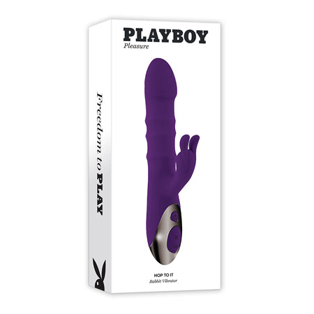 Playboy Hop To It Rechargeable Thrusting Silicone Dual Stimulation Vibrator Acai - Not Very Vanilla