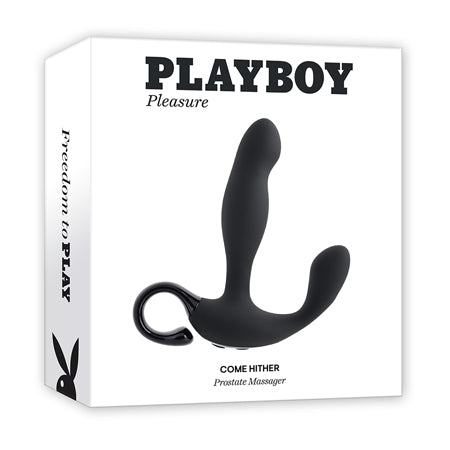 Playboy Come Hither Rechargeable Remote Controlled Silicone Vibrating Prostate Massager Black - Not Very Vanilla