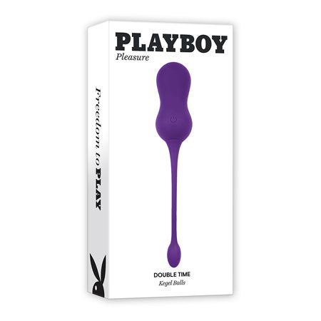 Playboy Double Time Rechargeable Remote Controlled Vibrating Silicone Dual Kegel Balls Acai - Not Very Vanilla