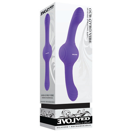 Evolved Our Gyro Vibe Rechargeable Dual Ended Gyrating Silicone Vibrator Purple - Not Very Vanilla