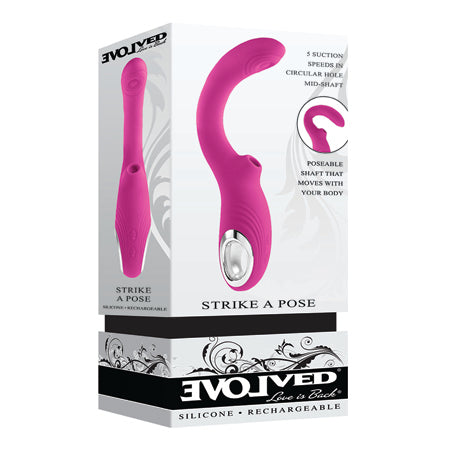 Evolved Strike A Pose Rechargeable Posable Tapping Suction Silicone Vibrator Pink - Not Very Vanilla