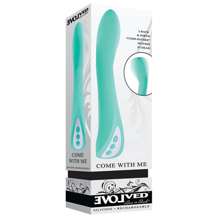 Evolved Come With Me Rechargeable 'Come Hither' Silicone Vibrator Green - Not Very Vanilla