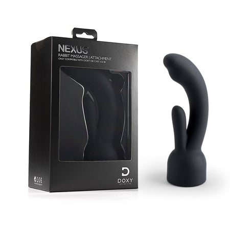 Doxy 3 Silicone Rabbit Wand Attachment Black - Not Very Vanilla