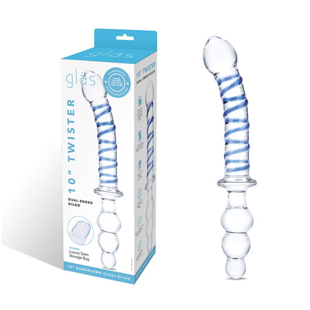 Glas Twister 10 in. Dual-Ended Glass Dildo - Not Very Vanilla