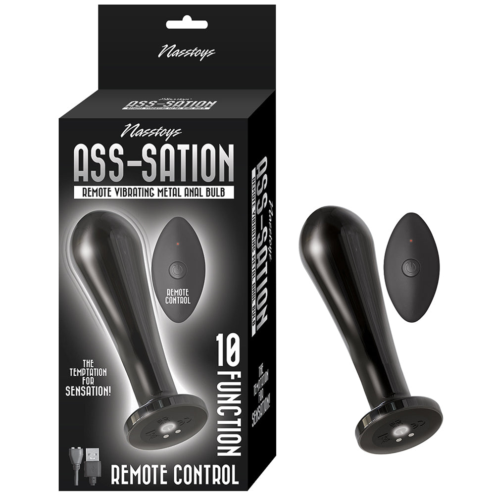 Nasstoys Ass-Sation Remote Vibrating Metal Anal Bulb Black