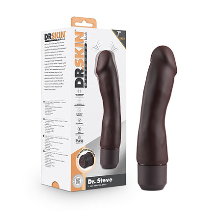 Dr. Skin Silicone Dr. Steve 7 in. Vibrating Dildo Brown - Not Very Vanilla