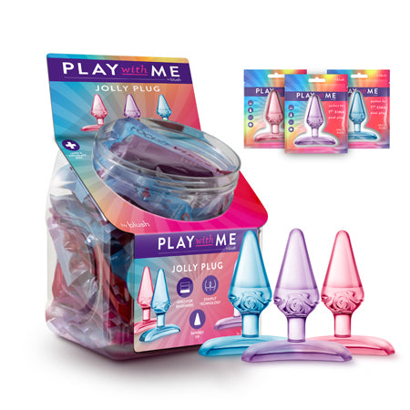 Blush Play With Me Jolly Plug 24-Piece Fishbowl Display - Not Very Vanilla