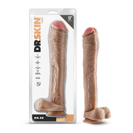 Dr. Skin Mr. Ed 13 in. Dildo with Balls Beige - Not Very Vanilla