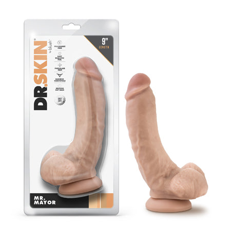 Dr. Skin Mr. Mayor 9 in. Dildo with Balls Beige - Not Very Vanilla