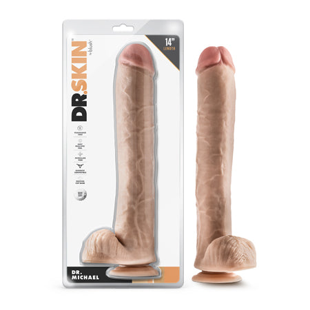 Dr. Skin Dr. Michael 14 in. Dildo with Balls Beige - Not Very Vanilla