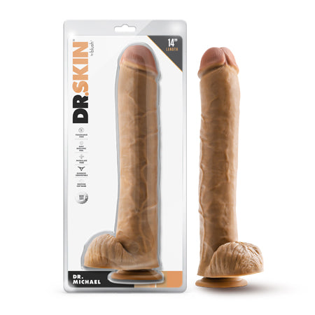 Dr. Skin Dr. Michael 14 in. Dildo with Balls Tan - Not Very Vanilla