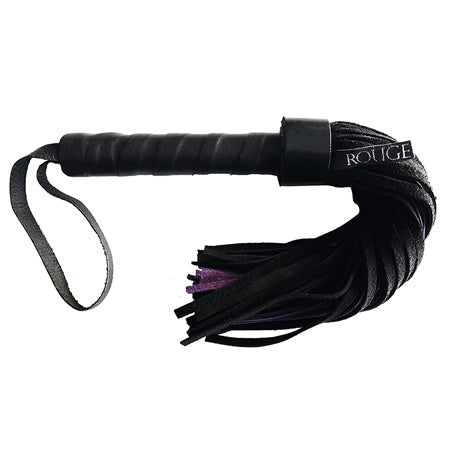 Rouge Short Suede Flogger Leather Handle Black/Purple - Not Very Vanilla