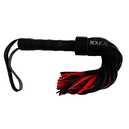 Rouge Short Suede Flogger Leather Handle Black/Red - Not Very Vanilla