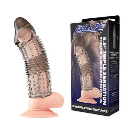 Blue Line 6.5 in. Triple Sensation Penis Enhancing Sleeve Extension - Not Very Vanilla