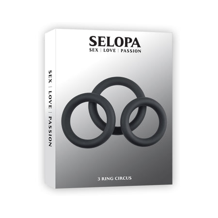 Selopa 3 Ring Circus Cock Ring Set Silicone Black - Not Very Vanilla