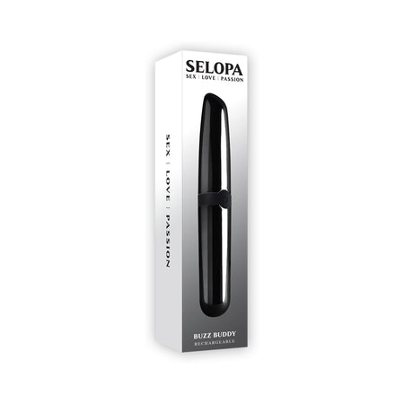 Selopa Buzz Buddy Rechargeable Vibe Silicone Black Chrome - Not Very Vanilla