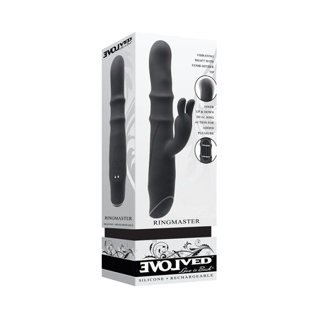 Evolved Ringmaster Rechargeable Dual Stim Vibe Silicone Black - Not Very Vanilla