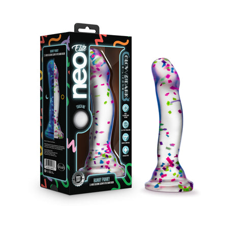 Neo Elite Hanky Panky 7.5 in. Glow-in-the-Dark Silicone Confetti Dildo - Not Very Vanilla