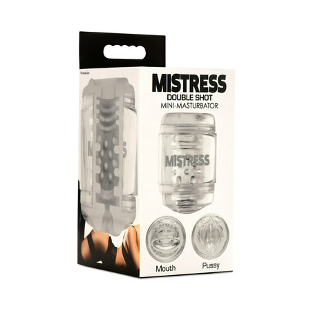 Mistress Double Shot Mouth and Pussy Mini Masturbator Clear - Not Very Vanilla