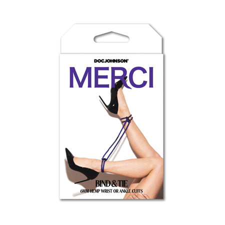 Merci Restrain 6mm Hemp Wrist or Ankle Cuffs Violet - Not Very Vanilla