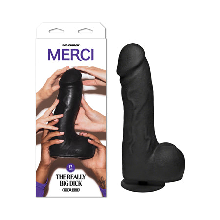 Merci The Really Big Dick 12 in. Dildo with XL Removable Vac-U-Lock Suction Cup Black - Not Very Vanilla