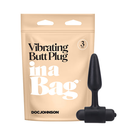 In A Bag Vibrating Butt Plug 3 in. Black - Not Very Vanilla