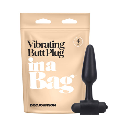 In A Bag Vibrating Butt Plug 4 in. Black - Not Very Vanilla