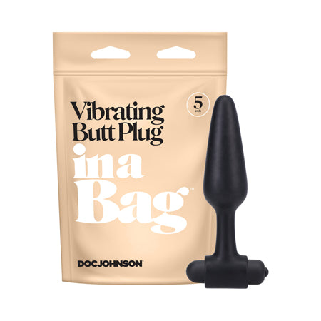 In A Bag Vibrating Butt Plug 5 in. Black - Not Very Vanilla