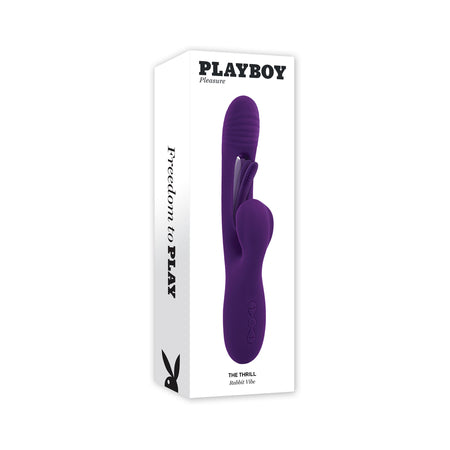 Playboy The Thrill Rechargeable Silicone Dual Stim Vibrator with Flapper Acai - Not Very Vanilla