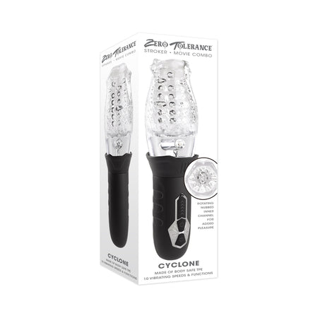 Zero Tolerance Cyclone Rechargeable Vibrating Spinning Stroker Black Clear - Not Very Vanilla