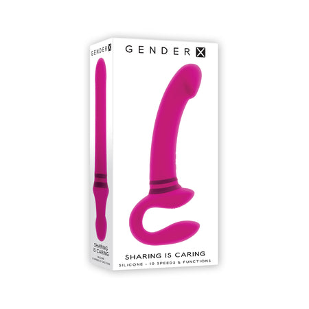 Gender X Sharing Is Caring Rechargeable Silicone Dual-Ended Vibrator Pink - Not Very Vanilla