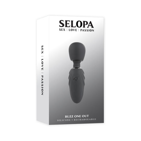 Selopa Buzz One Out Rechargeable Silicone Mini Wand Vibrator Black - Not Very Vanilla