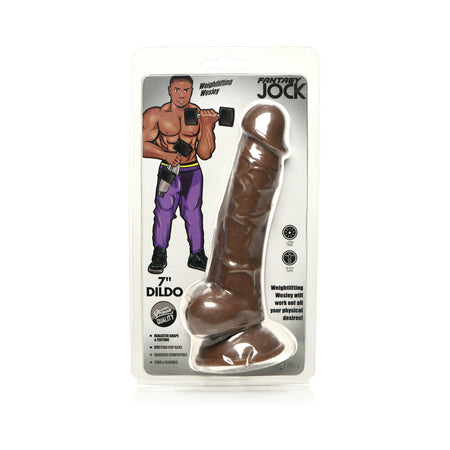 Jock Weightlifting Wesley 7 in. Dildo with Balls Dark - Not Very Vanilla